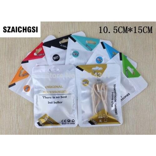 1000pcs/Lot 10.5CM*15CM Zipper Lock Bag Retail Plastic Package Bag Poly OPP Pack cable accessories Packing Bag