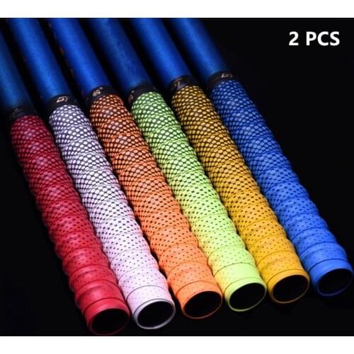 2Pcs Gradient Badminton Racket Grip Tape Anti-slip Breathable Fishing Rods Protective Sweatband