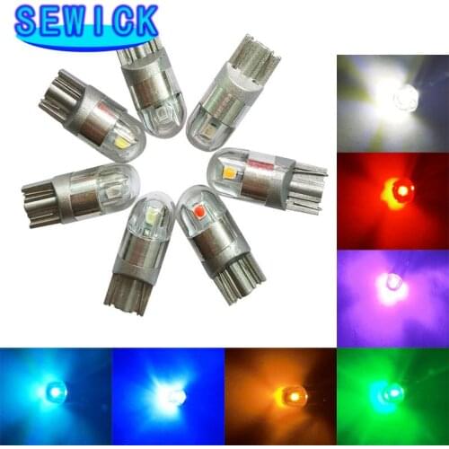 10pcs T10 12v W5W LED Car Bulbs 3030 Chips 194 168 501 Interior Lighting Instrument Lights License Plate Lights 5w