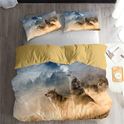HELENGILI 3D Bedding Set wolf Print Duvet cover set lifelike bedclothes with pillowcase bed set home Textiles #L-07