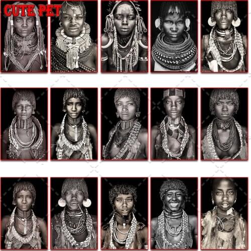 5d Diamond Painting Tribal man woman Full Drill Square Diamond Embroidery Rhinestones Pictures Black person Diamond Mosaic Sale