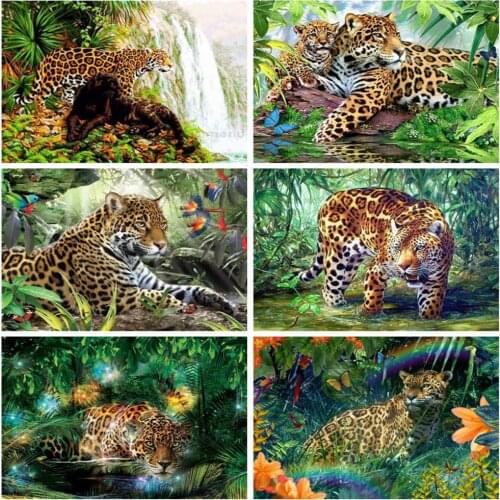Diamond Embroidery Leopard Cross Stitch Diamond Painting Leopard Full Square/Round Animals Rhinestones Picture Mosaic Art Gift