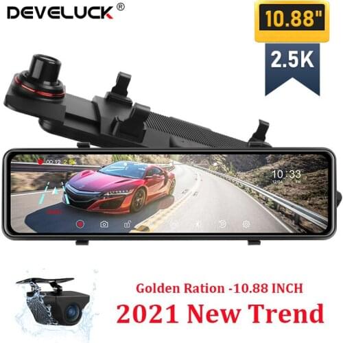 10.88" Car DVR 2021 New 2.5K IPS Touch Square Screen Stream Media Dash Camera Night Vision 1080P Time-lapse Video Rear Cam