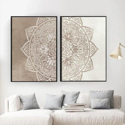 Bohemian Mandala Beige Painting Modern Abstract Pattern Canvas Poster and Print Nordic Living Room Bedroom Furniture Decoration