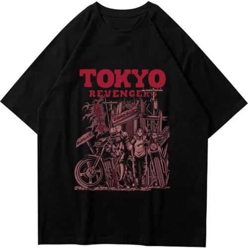 CLOOCL Tokyo Revengers Black Cotton T-Shirt Japan Anime 3D Printed Tops Ryuguji Ken Casual Harajuku Style Tees Black Tees