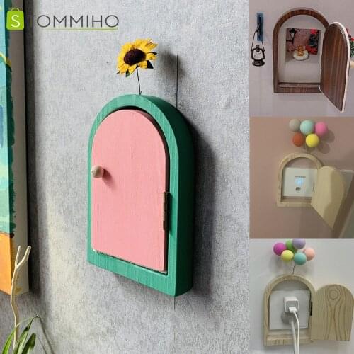 Wooden Switch Socket Protection Cover Sticker Mini Door Mold Wall Hole Hide Cover Home Wall Decor