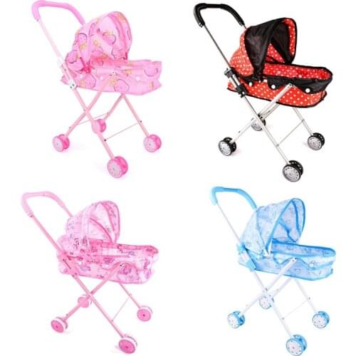 Baby Trolley Toy Mini Simulation Doll Stroller Kids Girls Pretend Play Toys Cute Walking Cart Carriages Doll House Accessories