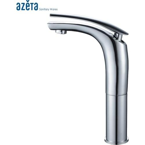 Chrome Plated High Quality Brass Basin Faucet Bathroom Single Handle Cold and Hot Water Function Tall Basin Tap AT8206H