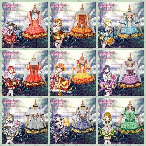 Cosplay Costume Love Live Flowers Awakening Rin Kotori Umi Eli Tojo Plaid Dress Adult Women Costume Maid Dress Japanese Bouquet