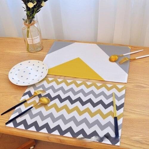 Mat Dining Table Decor Nordic Kitchen Placemats Nordic Placemat Yellow Gray Simple Fabric Waterproof 30*45cm Western Food