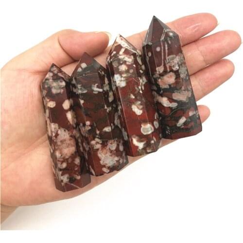 Beautiful 1PC Natural Plum Blossom Quartz Obelisk Crystal Wand Point Healing Stones Specimen Natural Quartz Crystals