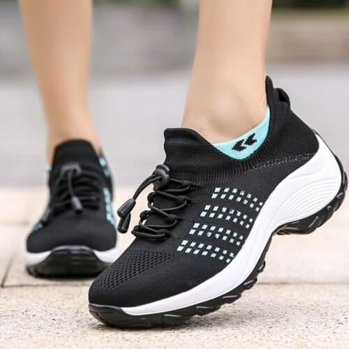 Thick Sole Shoes Elastic Band Women Shoes Fashion Platform Wedge Sneakers Height Increasing Ladies Shoes Casual Zapatos De Mujer