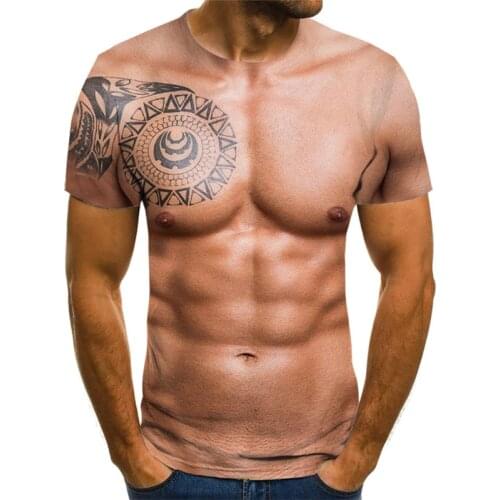 The hottest selling fun 3D muscle T-shirts for children in summer, fitness T-shirts, streetwear, 3D printed fake muscle T-shirts