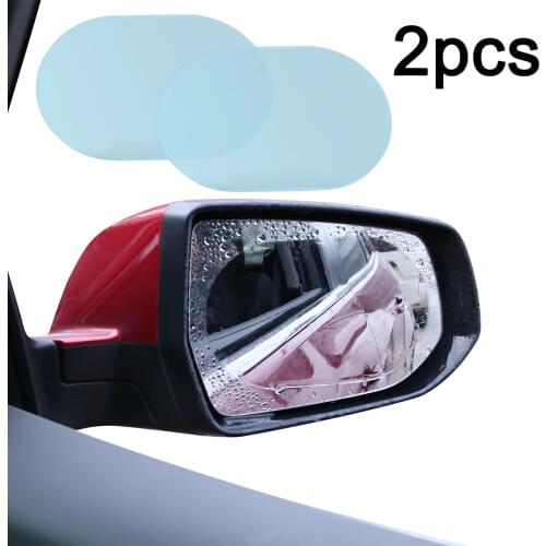 Mayitr 2Pcs 140*100MM Oval Car Anti Water Fog Mist Film Rainproof Rearview Mirror Window Protective Film