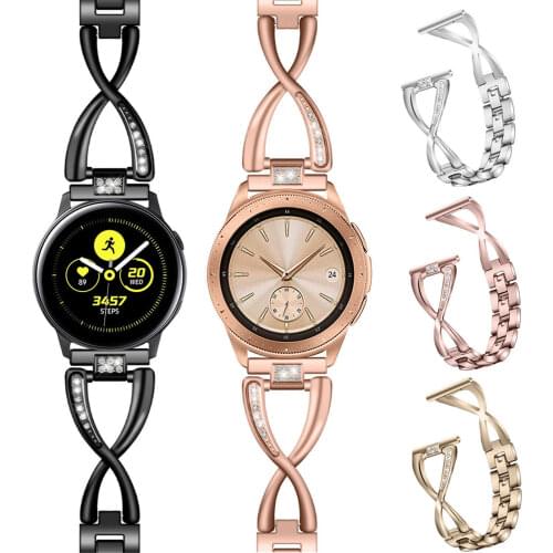 20mm 22mm Bling Diamond Metal Strap For Samsung Gear Sport S2 S3 Galaxy Watch 42mm 46mm Active Band Amazfit Bip Huawei GT 2 Band