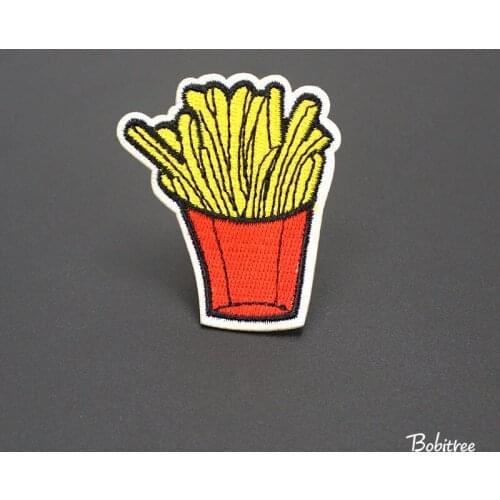 Cartoon Red Fries Size 5.6*4.8cm Clothes Patch Girls badges iron on for Clothes DIY Embroidery Stickers