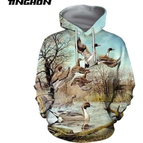 XS-7XL 3D Printed Hunting Duck hoodies for Men and Women Harajuku Fashion Hooded Sweatshirt Street costume sudadera hombre