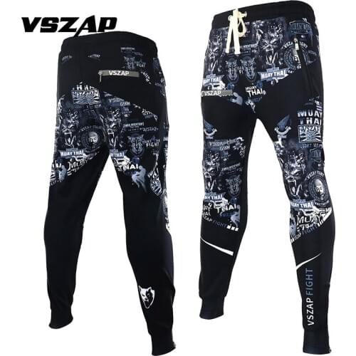 VSZAP Men Fitness Training Elastic Quick-drying Pants Men MMA Broadcast Jogging Sanda Fighting Fighting Sports Pants