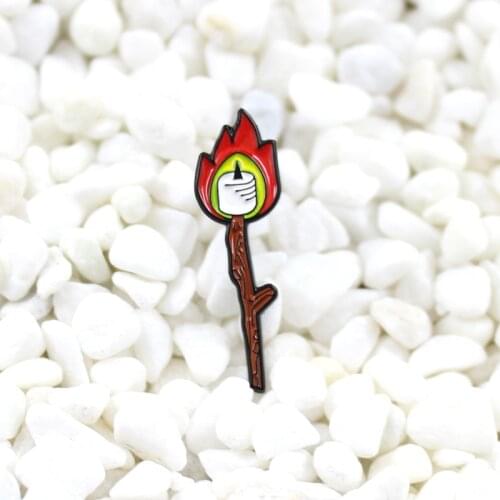 New creative match wood candle brooch candle stick candle light flame brooch child cartoon T-shirt clothing backpack pendant jew