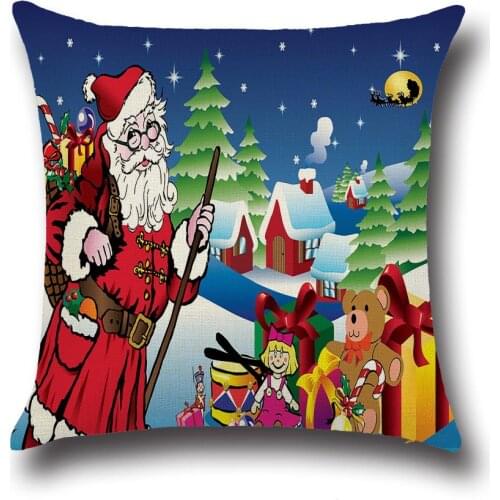 New Arriavel Christmas Elk Santa Claus Cotton Linen Home Decor Sofa Office Pillow Cover Car Seat Pillowcase Cover