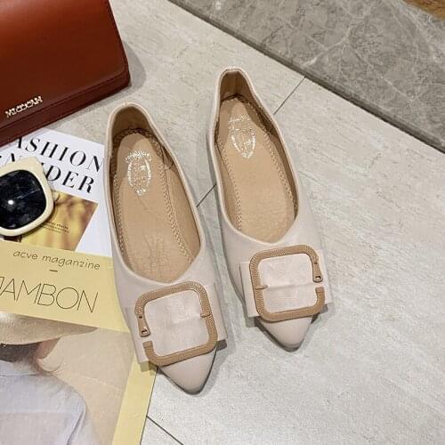 Solid color comfortable inside simple shopping womens casual shoes Spring new fashion wild women belt with single shoes U25-44