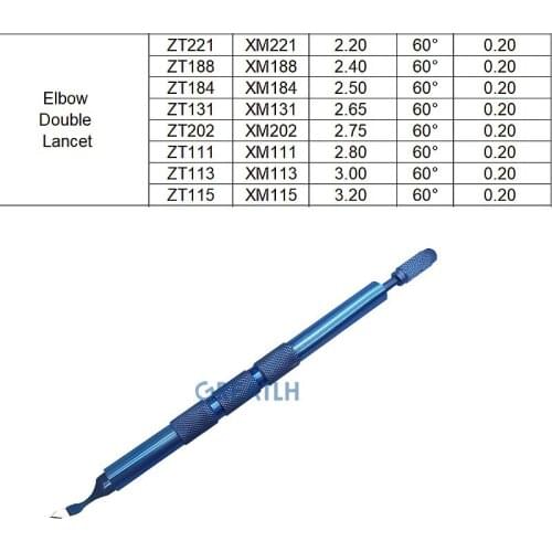 1set Ophthalmic Elbow Double Lancet Knives Sapphire Keratome Blades Ophthalmic Veterinary Eye Instrument