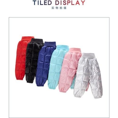 Autumn Winter Warm Kids Boys Girls Thick Cotton Pad Pants Stretch Cotton Down Trousers Comfortable Casual Solid Color 2021 New