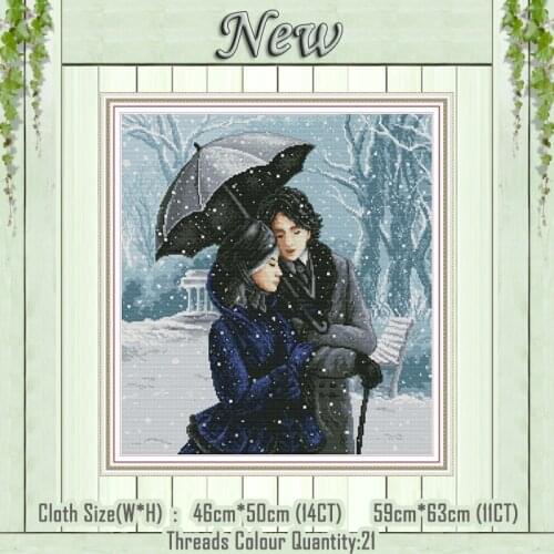 Couple in the snow lovers home decor painting counted printed on canvas DMC 14CT 11CT Cross Stitch Needlework Sets Embroider kit
