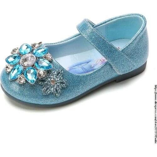 Frozen Sandals Girls Princess Elsa Cosplay Kids Sandals Rhinestone Bling Crystal Children For Wedding Party Glitter Sequins