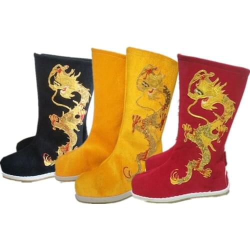 Customized ancient chinese dragon emperor boots emperor cosplay qing dynasty boots king boots minister emperor shoes for prince