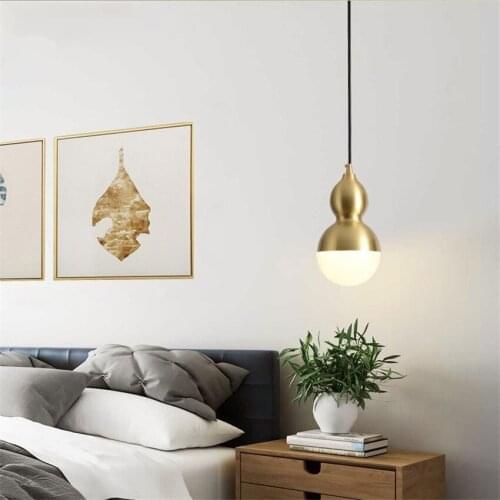 Nordic All-copper Gourd Pendant Lights Living Room Decorative Hanging Lights Loft Lamps Luxury Aisle Bar Restaurant Fixtures