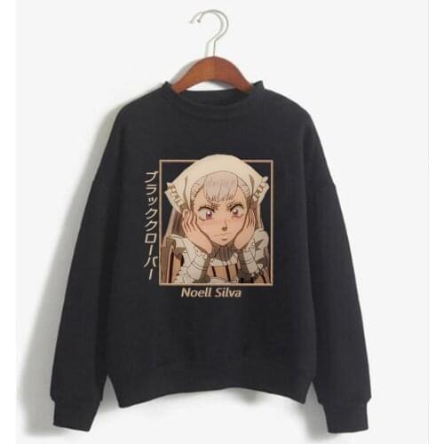 Black Cover Crewneck Hoodies Cosplay Noell Silva Japanese Anime Print Loose Oversized Streetwear Unisex Sweater Casual 2021 Top