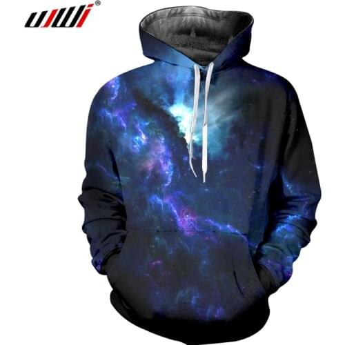 UJWI 3d Hoodies Men Hip Hop Streetwear Punk Style Outwers Blouse Mens 3D Cool Print Blue Space Sweatshirt Hoody Hooded Pullover