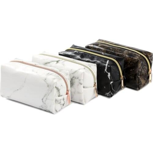 Women Marbled PU Large Capacity Cosmetic Storage Bag Portable Clutch Toiletry Package Travel Leopard Makeup Bags