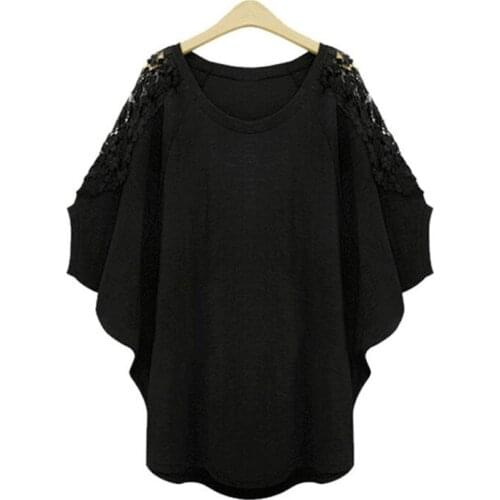 Womens Ladies summer Casual Top Loose Lace Short Sleeve T-Shirt Tops