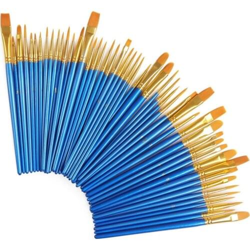 10 pcs/set Watercolor Gouache Paint Brushes Different Shape Nylon Hair Wooden Handle Painting Brush Set Art Supplies