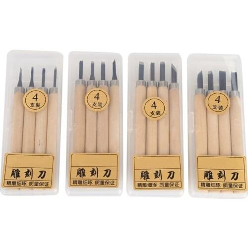 4pcs Wood Carving Knife Manual Sharpener Rubber Stamp Knives Carving Woodcut Working Tools Set Sewing Accessories