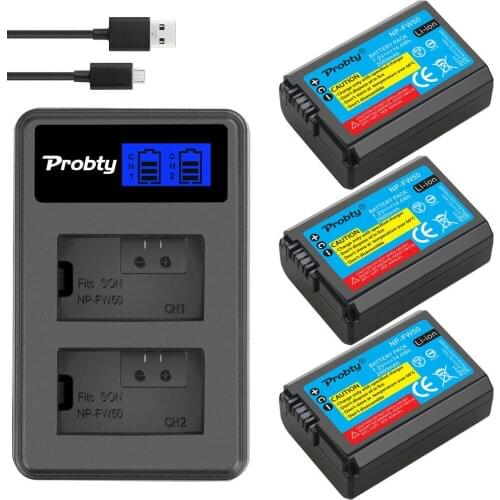7.2V 2000mAh NP-FW50 NP FW50 Battery + LCD USB Charger for Sony NEX-5 NEX-7 SLT-A55 A33 A55 A37 A3000 A5000 A6000 A6300
