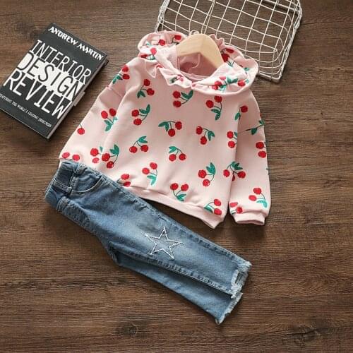 Spring Autumn New Baby Girls Sweet Sweater+jeans 2pcs Suit Children Spring Clothing Kids baby girls cloths