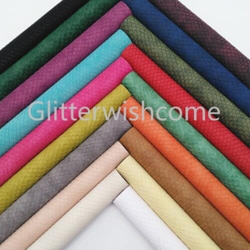 Glitterwishcome 21X29CM A4 Size Vinyl For Bows Embossed Snake Grain Leather Fabirc Faux Leather Sheets for Bows, GM349A