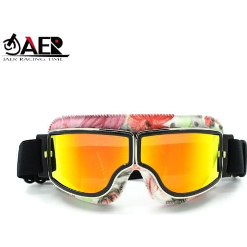JAER Retro Motorcycle Goggles Glasses Vintage Moto Classic Goggles for Pilot Steampunk ATV Bike Copper Helmet