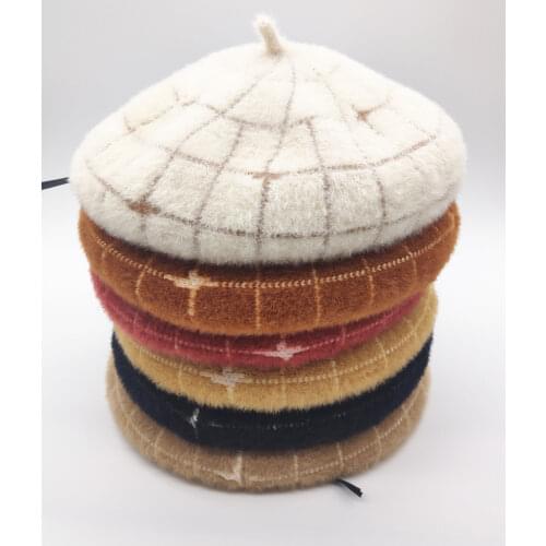 NEW Fashion Vintage Women Casual British Mane Artist Cap Beret Hat Winter warm plaid Print Painter Pumpkin Beret hat