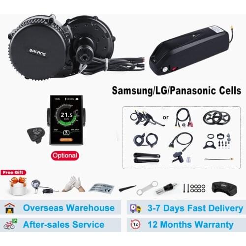 Bafang BBS02B 48V 500W Mid Crank Motor Electric Bicycle Conversion Kit W/48V 12Ah/17.5Ah Ebike Battery Built in Samsung Cell
