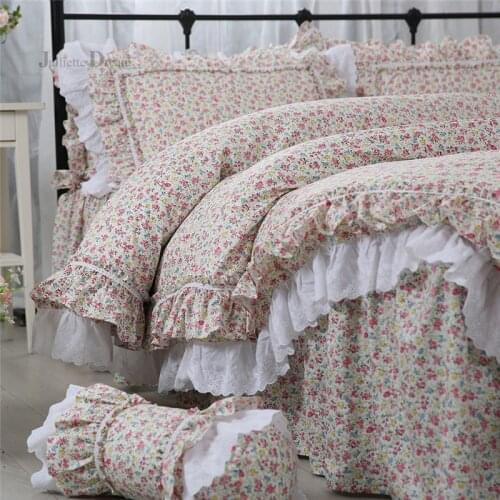 Super dobby print bedding set Garden duvet cover bedding Queen bed set Custom bed sheet Ruffle lace pillowcase bed clothes