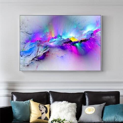 Colorful Abstract Canvas Paintings On The Wall Posters And Prints Modern Cloud Wall Pictures For Living Room Cuadros Decoration