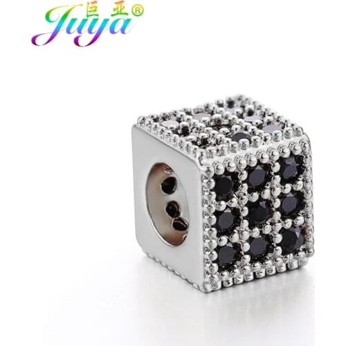 Handmade Copper Beads Supplies Gold/Rose Gold 8mm Square Bead 5mm Hole Metal Beads Fit Beadwork Charm Jewelry DIY Making