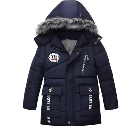 Fashion Warm Thickening Winter Fur Collar Child Coat Children Outerwear Windproof Baby Boys Girls Jackets For 2-6 Years Old
