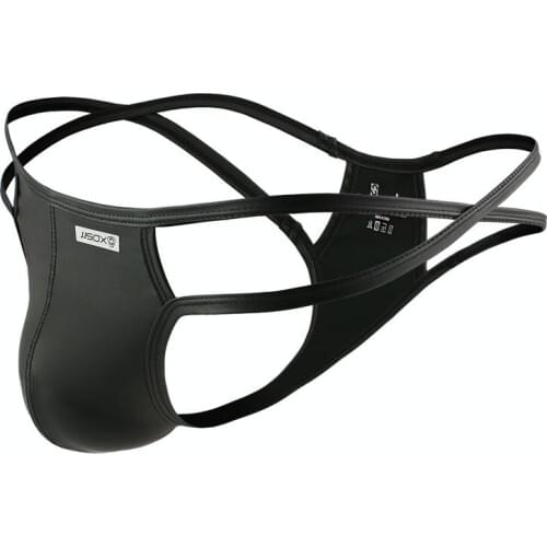 Mens Briefs Fashion Faux Leather Men Underwear Mens Pants Sexy Gay Underpants Male Underwear Short Pants Black Briefs