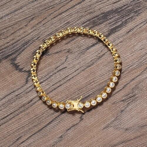 Hip hop Iced Out Zircon Fashion 3mm width 7inch 8inch Brass Bracelet Mens Jewelry CZ Bracelet BB112