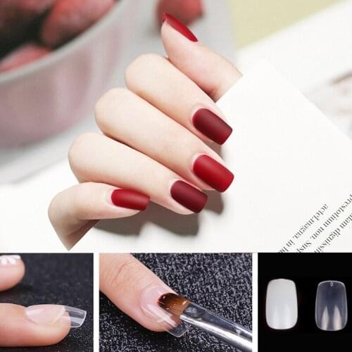 1 Bag of 500Pcs Short Nails Full Cover Nail Tips Plastic Square False Nails 10 Size Acrylic Fake Nails Art Press On Nails Tools